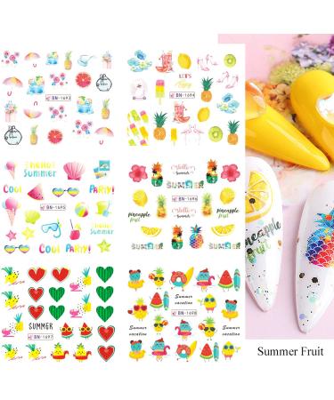 Summer Fruit Nail Stickers - Pineapple, Tropical Leaf Design | 12sheets - Buy Online on GoSupps.com