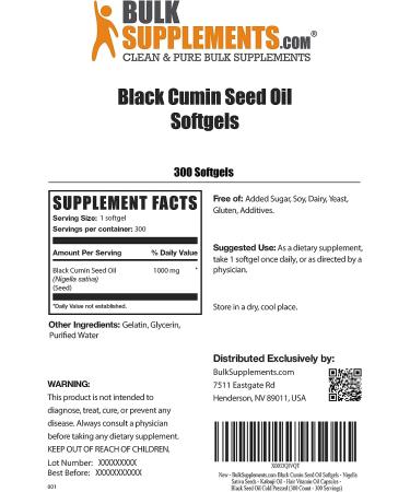 Black Cumin Seed Oil Softgels - 1000mg per Softgel - Nigella Sativa Capsules - 300 Count - Buy Online on GoSupps.com