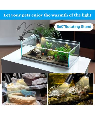 Ayuanb Reptile Heat Lamps Dual Head UVA UVB Heating Lamp with Cycle Timer Dimmable Basking Spot Lamp with Clip for Turtle Tortoise Lizard Snake Bearded Dragon and More 3 Bulbs(50W) Included - Buy Online on GoSupps.com