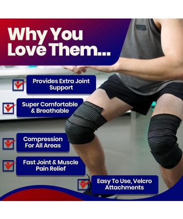 Knee Compression Bandage Wraps for Joint Support & Swelling Relief - Pack of 2 - Buy Online on GoSupps.com