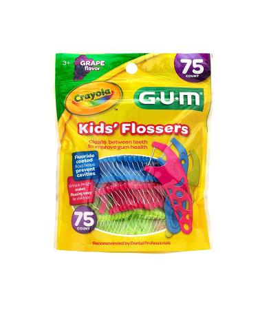 Crayola Kids' Flossers - Grape Flavored, Fluoride Coated, 75 Count (Ages 3+) - Buy Online on GoSupps.com
