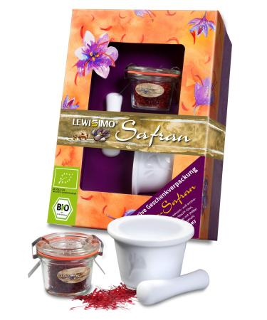 Organic Saffron Royal Premium organic-certified premium quality (as a gift set with mortar and recipe book) | DE- KO-006