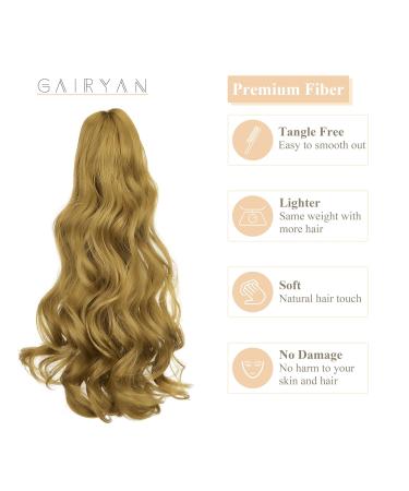 Gairyan 45cm Dark Blonde Claw Clip Ponytail Extensions - Curly Wavy Synthetic Hair for Women - Buy Online on GoSupps.com