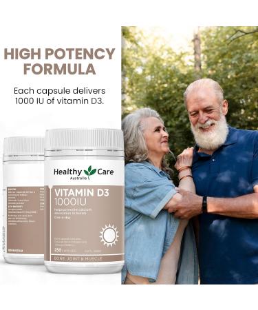 Healthy Care Vitamin D3 1000IU 250 softgel Capsules - Buy Online on GoSupps.com