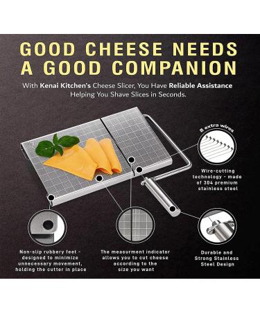 Cheese Slicer with Wire - Accurate Size Scale, Ideal for Charcuterie Boards - Includes 8 Extra Wires - Buy Online on GoSupps.com