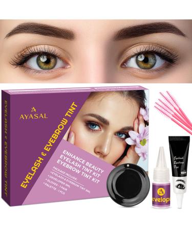 AYASAL Lash & Brow Coloring Kit, Professional Semi-Permanent Eyelash & Eyebrow 2-IN-1 Color Kit, Long Lasting for 8 Weeks, Suitable for Salon & Home Use. AYASAL-Lash and brow color