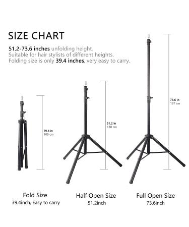 Adjustable Heavy Duty Metal Wig Stand Tripod for Styling & Display - 73.6 Inch Black with Carry Bag - Buy Online on GoSupps.com
