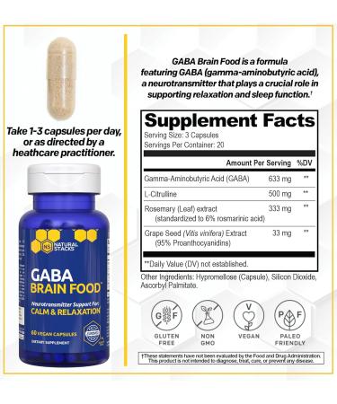 NATURAL STACKS Serotonin & GABA Brain Food Bundle - Supports a Positive Mood & Calmness* - 120 Total Capsules - Buy Online on GoSupps.com