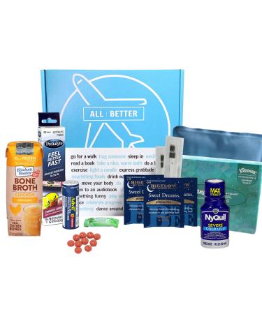 All | Better Covid Care Package for Sick Friend with Flu Virus Fever or Covid Get Well Soon Gift Basket Box No. 02 (Medium)