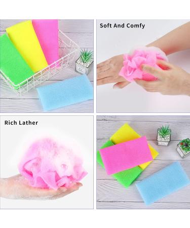 Gukasxi Exfoliating Washcloth Towel 4-Pack - Dual-Sided 11x35.5 inches Nylon Bath Towel for Body Exfoliation and Scrubbing - Buy Online on GoSupps.com