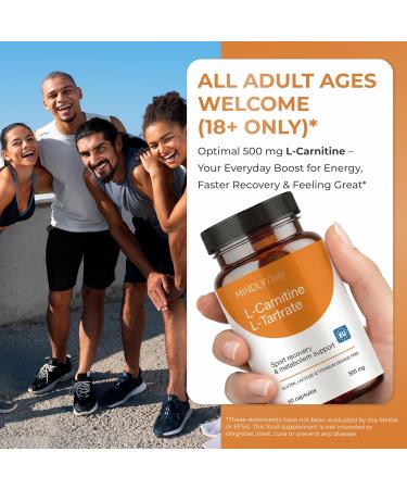 Mindly Daily L-Carnitine L-Tartrate 500 mg - 60 Vegan Capsules - Amino Acid Supplement - Gluten Lactose & Titanium Dioxide Free - Buy Online on GoSupps.com