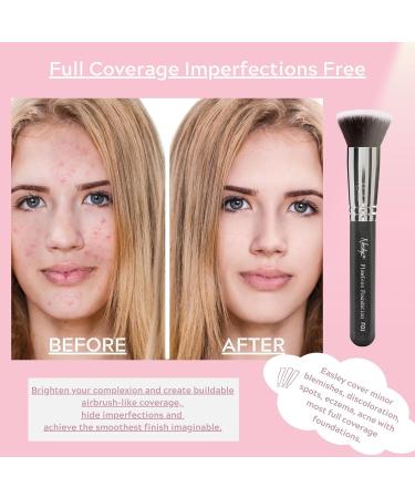 Nanshy Flat Kabuki Foundation Brush - Flawless Liquid & Cream Application | Onyx Black | International Shipping - Buy Online on GoSupps.com