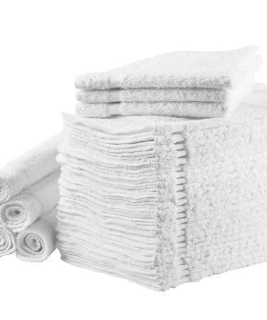 Omni Linens Washcloths Towel Set (White  Set of 24)  Kitchen & Dish Cotton Cloth  Bath and Face Cleansing  Baby Washcloth  Multi-Purpose Soft Cleaning Rags - Hand  Gym  Spa  Sports 12 X12  Towels