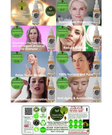 Nativilis Jambu Spilanthol Golden Amazonian Bioactive Oil - Spilanthes Acmella Oleracea Extract - High Viscosity - Better Skin Penetration 100% Natural - Botox Alternative - Copaiba properties - 30 ml - Buy Online on GoSupps.com