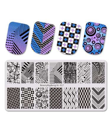 BEAUTYBIGBANG 4Pcs Geometric Nail Stamping Plate Set - Plaids, Stripes, and Shapes Nail Art Design Kit - Buy Online on GoSupps.com