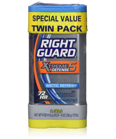 Right Guard Total Defense 5 - Anti-perspirant & Deodorant Gel Twin Pack (2) 4 Oz. - Arctic Refresh Scent