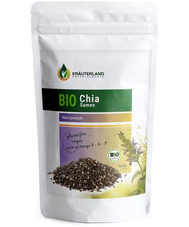Kr uterland Organic Chia Seeds 500g - Chia seeds 100% pure vegan & gluten-free - Salvia hispanica in premium quality