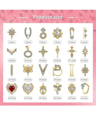48 Pieces 3D Shiny Nail Rhinestones: Luxury Diamonds & Charms for Women's DIY Nail Design - 24 Styles - Buy Online on GoSupps.com