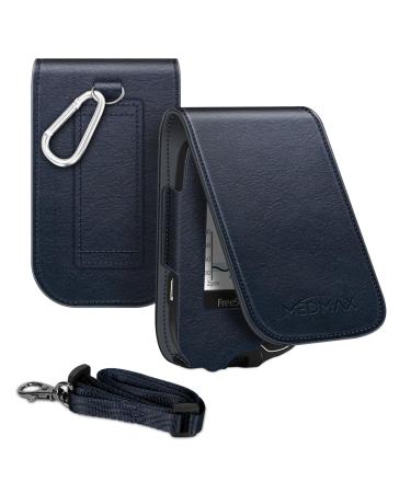 Medmax case for freestyle libre 3 / Libre 2 / Libre Reader blood sugar measuring device case with Neckholder for clipping synthetic leather protective cover cover for diabetics (navy)