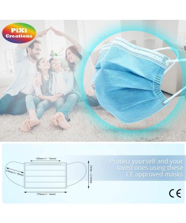 50pcs Disposable Hypoallergenic Face Masks with Elastic Earloops - Blue/White by PIXI Creations - Buy Online on GoSupps.com