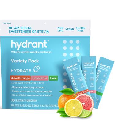Hydrant Hydrate 30 Stick Packs, Electrolyte Powder Rapid Hydration Mix, Hydration Powder Packets Drink Mix, Helps Rehydrate Better Than Water (Variety Pack, 30 Pack) Variety Pack 30 Count (Pack of 1)