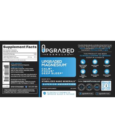 Upgraded Formulas Nano Magnesium Supplement 3rd Party Clinical Trial Improves Deep Sleep up to 250% REM Sleep Up to 160% in only 14 Nights - Enhances Calm 30 Capsules - Buy Online on GoSupps.com
