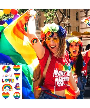 JEEFONNA 100+ Pcs LGBT Rainbow Temporary Tattoos - Waterproof Pride Equality Parades Stickers - Buy Online on GoSupps.com