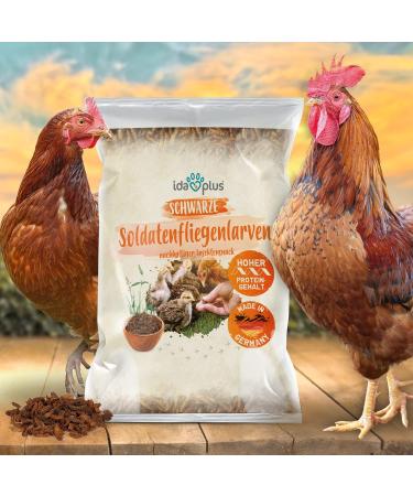 Ida Plus Soldier Fly Larvae - 800g | High-Quality Protein & Calcium Rich Feed for Chickens Quail Koi & Fish - Dried Insects for Optimal Nutrition - Buy Online on GoSupps.com