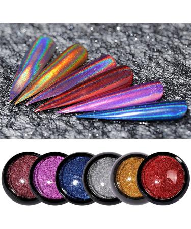 BISHENGYF Nail Titanium Powder Set - 6 Colors Jar Mirror Optical Metal Electroplating Chrome Powder for Manicure Art Decoration - Buy Online on GoSupps.com