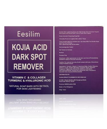 Eesilim Kojic Acid Skin Brightening Soap 65g - 2 Bars | Hyaluronic Acid, Tea Tree Oil | Dark Spot & Acne Scar Removal | Freckle Elimination | Men/Women, All Skin Types - Buy Online on GoSupps.com