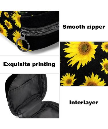 GIAPB Period Bag - Yellow Flower Sanitary Napkin Storage & Makeup Pouch (Black Background) - Buy Online on GoSupps.com