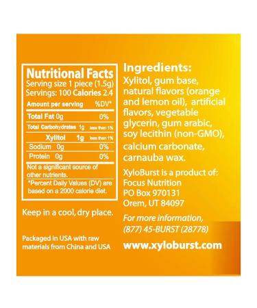 Xyloburst Xylitol Chewing Gum - Fresh Fruit Flavor, 100 Pieces (5.29 oz) - Buy Online on GoSupps.com