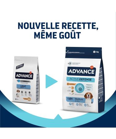 Advance Medium Adult Light - Low Fat Dry Food for Medium Breed Adult Dogs with Chicken - 3kg - Buy Online on GoSupps.com