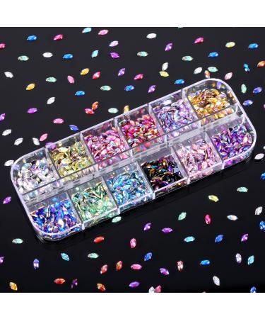 1200 Pieces 12 Colors Shiny Horse Eye Nail Rhinestones & Gems with Storage Box - Buy Online on GoSupps.com