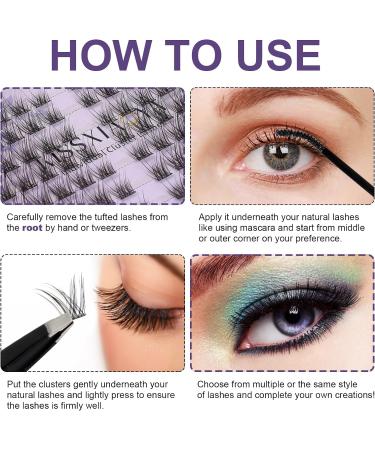 Individual Lashes Extension Kit 70 Wide-Stem 9-14mm Mix False Eyelashes with Lash Glue DIY Soft Natural Cluster Lashes Extensions Kit - A05 Light Suit | Portable & Easy Application - Buy Online on GoSupps.com