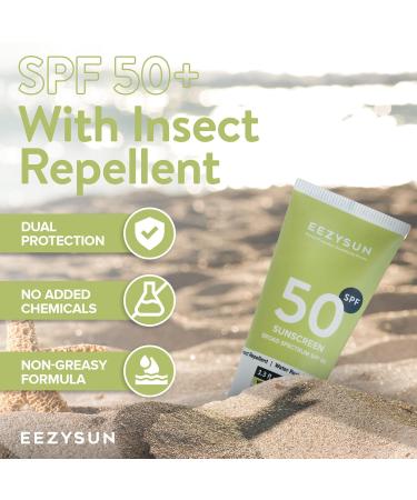 EEZYSUN SPF 50 Sunscreen and Insect Repellent Water-Resistant Sunscreen Travel Size & Bug Repellent with Citronella Oil - 3.3 Fl Oz - Buy Online on GoSupps.com