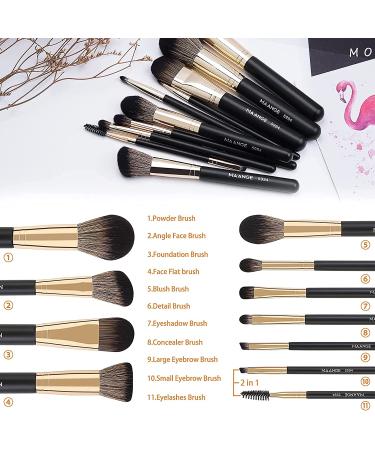 MAANGE 10-Piece Travel Makeup Brushes Set with Case - Foundation Kabuki Blush Eyeshadow Brushes, Sponge, and Cleaner (Blackgold) - Buy Online on GoSupps.com