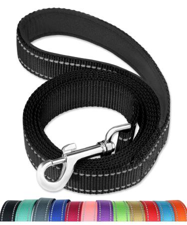 FunTags 6FT /4FT Reflective Nylon Dog Leash with Soft Padded Handle for Training,Walking Lead for Large, Medium & Small Dogs 1 in x 6 ft(Pack of 1) BLACK