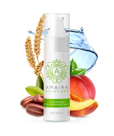 Amaira SOS Intensive Skin Lightening Cream - Natural Brightening Cream and Dark Spot Remover for Body - for Face Underarms Knees Elbows Dark Spots (1.7 fl oz)
