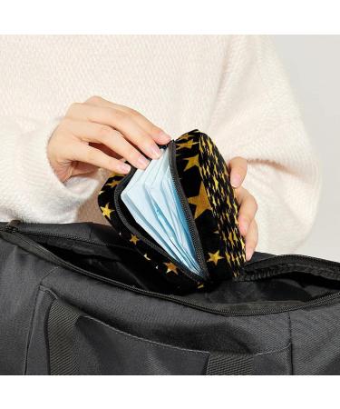 Feminine Menstrual Cup Bags | Black Golden Stars Pattern - Portable Period Pockets for Women & Teens - Buy Online on GoSupps.com
