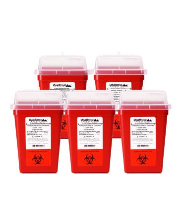 OakRidge Products 1 Quart Size (Pack of 5) Needle and Syringe Disposal Container