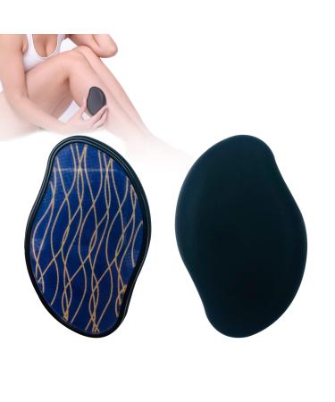 Crystal Hair Eraser for Women & Men 2TH Generation Hair Removal Tool Quick and Easy Exfoliation Waterproof Reusable Tool for Any Part of Body. Matte Black+ Matte Pink