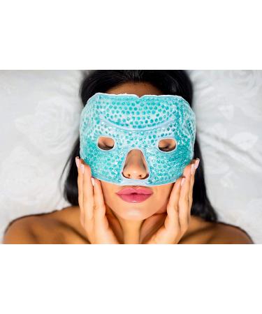 Hot Cold Therapy Gel Face Mask for Migraine Headache Relief - Ice Facial Mask for Stress and Pain Reduction - Reduce Puffiness and Dark Circles - Blue - Buy Online on GoSupps.com