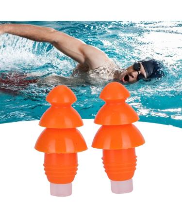 Swimming Ear Plugs - Reusable Waterproof Silicone Noise Reduction Earplugs for Swimming & Sleeping | Orange + PP Box - Buy Online on GoSupps.com