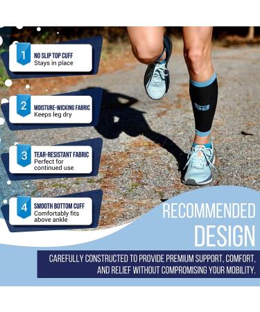 SB SOX Compression Calf Sleeves (20-30mmHg) - Unisex, Black/Gray, X-Large - Buy Online on GoSupps.com