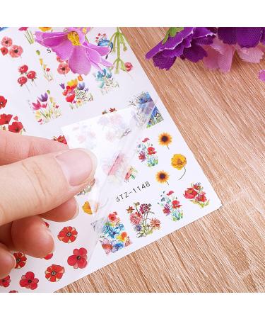 11 Sheets Water Transfer Nail Stickers Flower Leaves Sunflower Butterfly Nail Art Stickers Nail Decals Nail Water Decals Nail Art Decoration for Women Girls - Buy Online on GoSupps.com