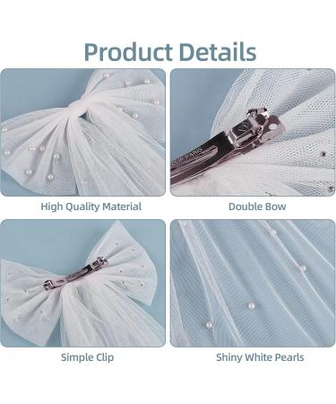 Bridal Pearl Bow Veil Pearl Bow Hair Clip for Bachelorette Party Veil Hair Clips Wedding Bridal Veil Bride to Be Accessories for Brides Hen Party Barrette (White) - Buy Online on GoSupps.com