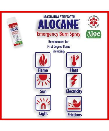ALOCANE Emergency Burn Spray - 4% Lidocaine Max Strength for Fast Pain & Itch Relief - 4oz - Buy Online on GoSupps.com