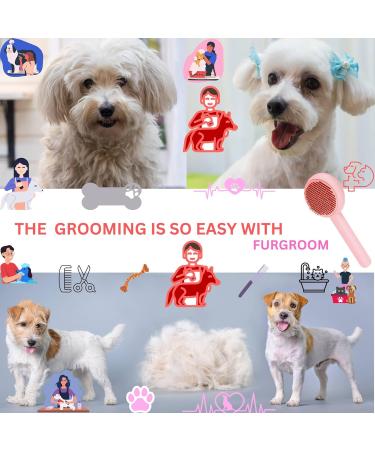 Self Cleaning Cat Grooming Brush - Pink | For Short & Long Haired Cats, Kittens, Puppies, and Rabbits - Buy Online on GoSupps.com