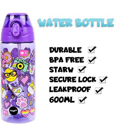Fringoo Kids Water Bottle 600ml | Leakproof BPA-Free Straw Bottle | School, Nursery & Travel | Rainbow Smile Design - Buy Online on GoSupps.com